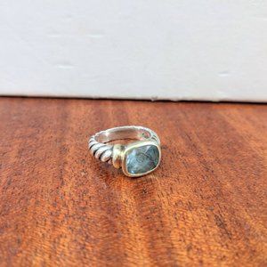 David Yurman Blue Topaz Noblesse Ring Gold&Silver